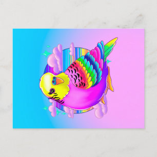 Budgie-Neon-Postkarte Postkarte