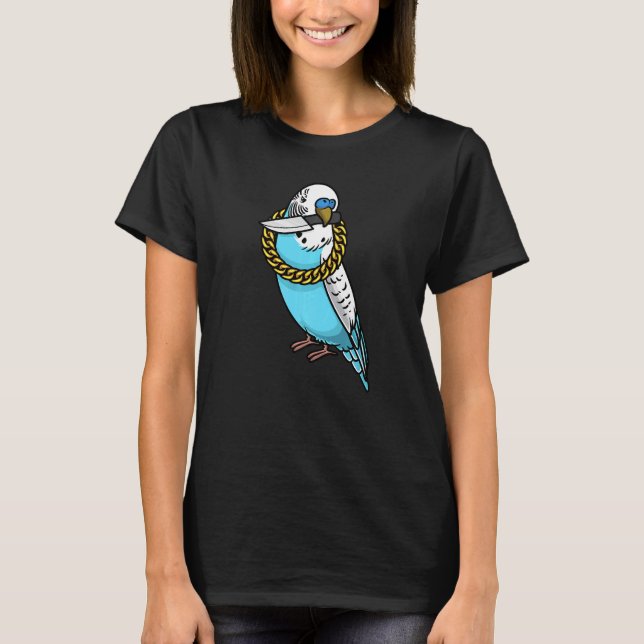 Budgie-Papagei-Bird mit Knife T-Shirt (Vorderseite)