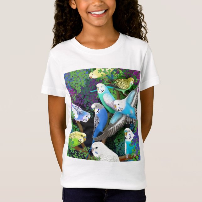 Budgie Parakeets-und Farn-Mädchen-Baby - Puppe T-Shirt (Vorderseite)