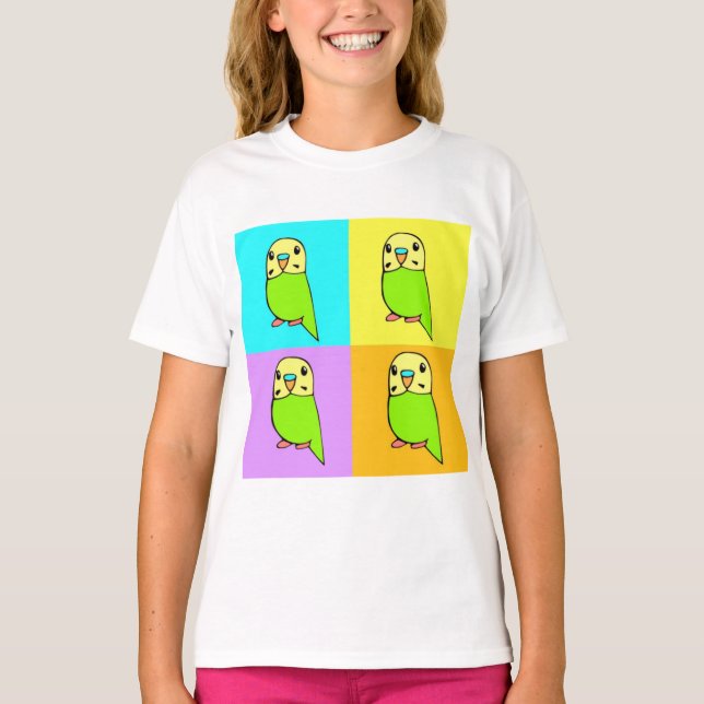 Budgie Pop Art T-Shirt (Vorderseite)