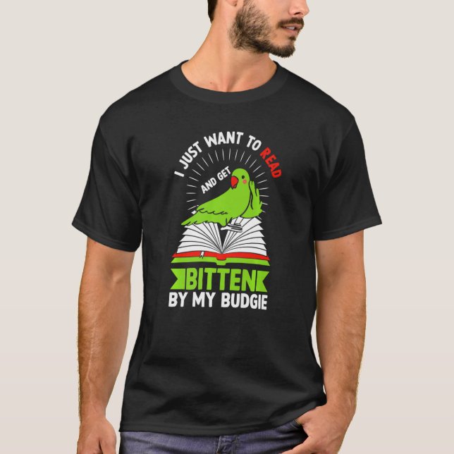 Budgie  Reading Book  Bird Meme Parrot Mom Dad T-Shirt (Vorderseite)
