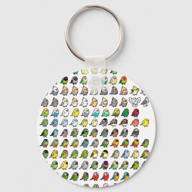 Budgie und Parakeet Collage Schlüsselanhänger (Vorderseite)