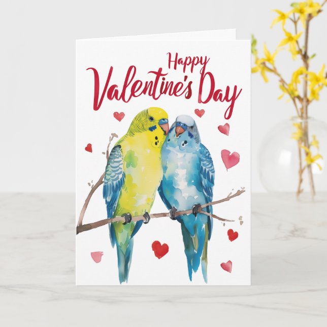 Budgie Valentine Karte (Gelbe Blume)