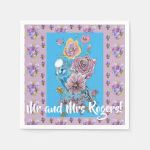 Budgie Watercolor Blumenzettel Napkins