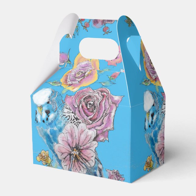 Budgie Wedding Cake Gevor Box Blue Rose Geschenkschachtel (Vorderseite)
