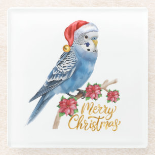 Budgie Weihnachten Glasuntersetzer