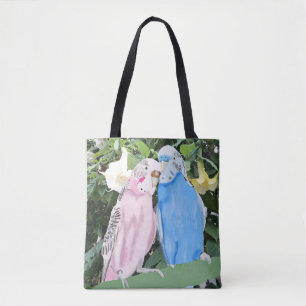Budgien und weiße Angel Trumpet-Blume Tasche