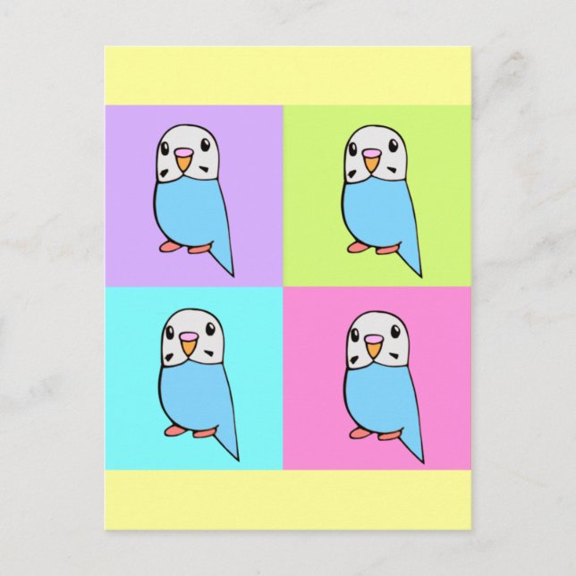 Budgies Pop Art Postkarte (Vorderseite)