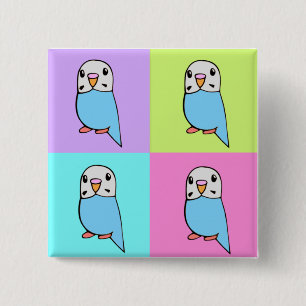 Budgies Pop-Kunst Button
