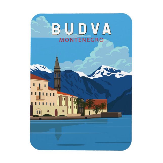 Budva Montenegro Retro Reisen Vintag Magnet (Vertikal)