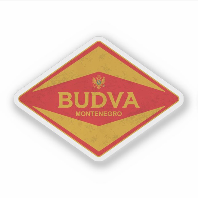 Budva Montenegro Vintag Aufkleber (Vorderseite)