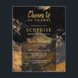 Budweises schwarzes Gold 50. Geburtstagsfeier Flyer<br><div class="desc">Moderne stilvolle einzigartige Beifall zu 50 Jahren Männer Meilenstein BUDGET Geburtstag Überraschung Party Einladung PAPER FLYER mit eleganten Gold und schwarz abstrakt Pinselstriche Design. Geeignet für alle Altersstufen, Männer zum Geburtstag: 21., 30., 40., 50., 60., 70., 75., 80., 90., 100. BITTE LESEN SIE DIES VOR DEM KAUF! Dies ist eine...</div>