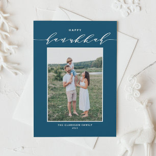 Bue Modern Mix Typografie Happy Hanukkah Foto Feiertagskarte