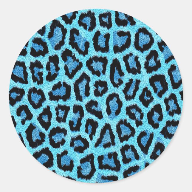 Bue Trendy Leopard Pattern Runder Aufkleber (Vorderseite)
