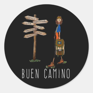 Buen Camino De Santiago Pilgerwanderweg des Hl. Runder Aufkleber