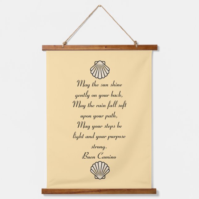 Buen Camino Pilgrim Blessing Tapestry Wandteppich Mit Holzrahmen (Vorderseite)