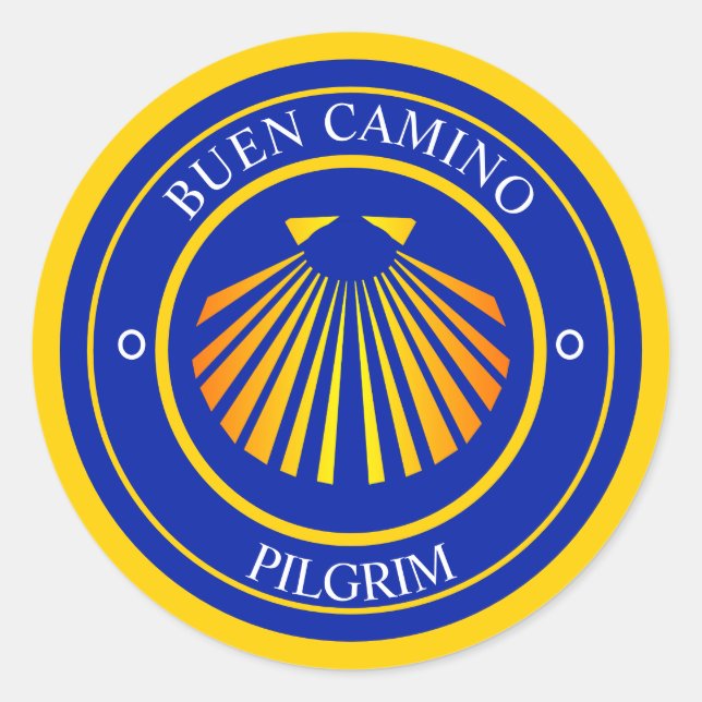 Buen Camino Pilgrims Runder Aufkleber (Vorderseite)