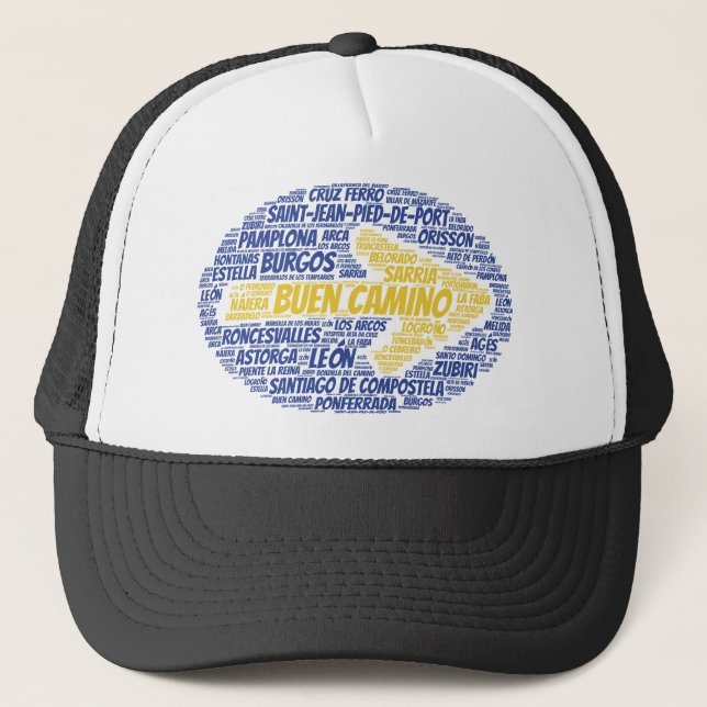 Buen Camino Word Art Truckerkappe (Vorderseite)