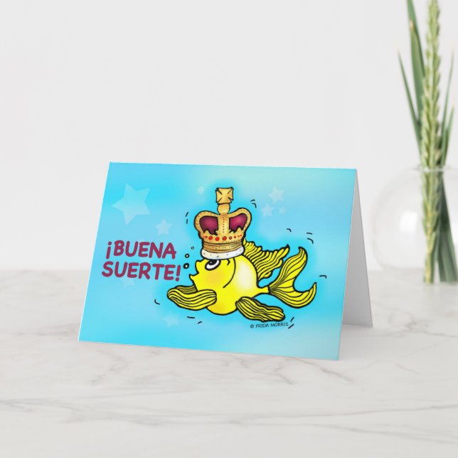 ¡ BUENA SUERTE! Lustige Kronenfische des Karte (Vorderseite)