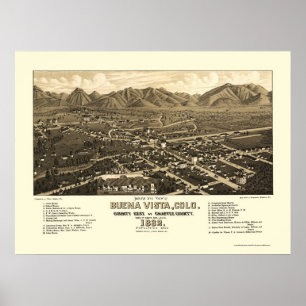 Buena Vista, CO Panorama Karte - 1882 Poster
