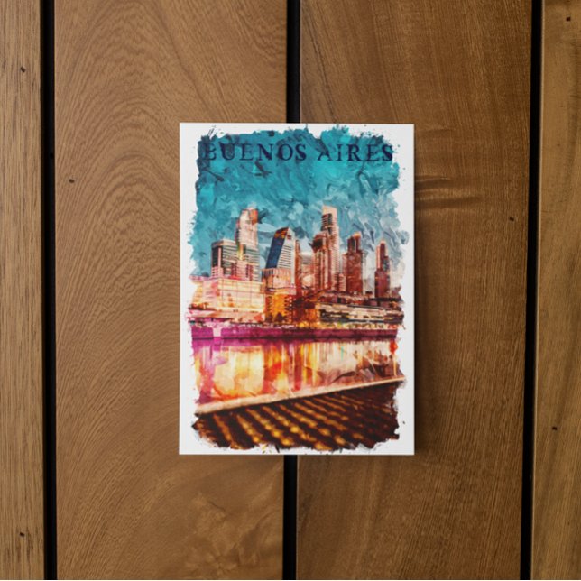 Buenos Aires Argentina Skyline by Night City View Postkarte (buenos aires skyline by night postcard)