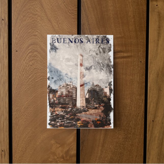 Buenos Aires Argentina Skyline Watercolor Postkarte (buenos aires south america argentina postcard)