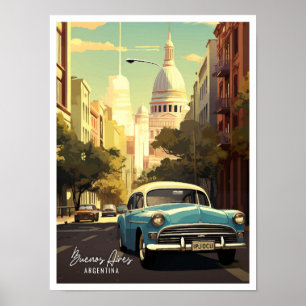 Buenos Aires Argentinien Jahrgang Reisevorführung Poster
