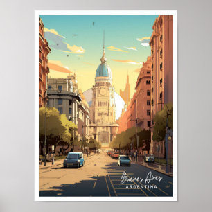 Buenos Aires Argentinien Jahrgang Reisevorführung Poster