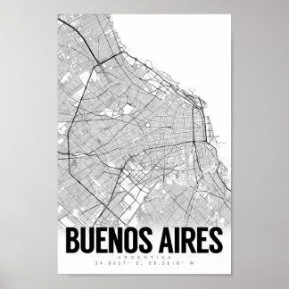 Buenos Aires Argentinien Minimalistische Karte Poster