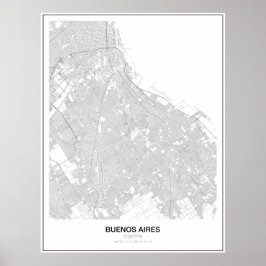 Buenos Aires, Argentinien Minimalistisches Kartenp Poster