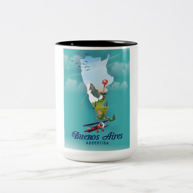 Buenos Aires, Argentiniens Reiseplakat Zweifarbige Tasse (Mittel)