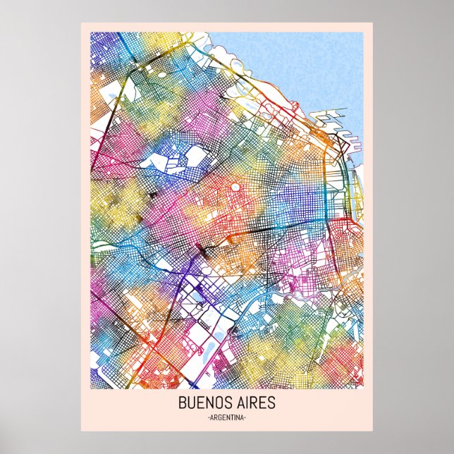 Buenos Aires Argentiniens Stadtkarte Poster (Vorne)