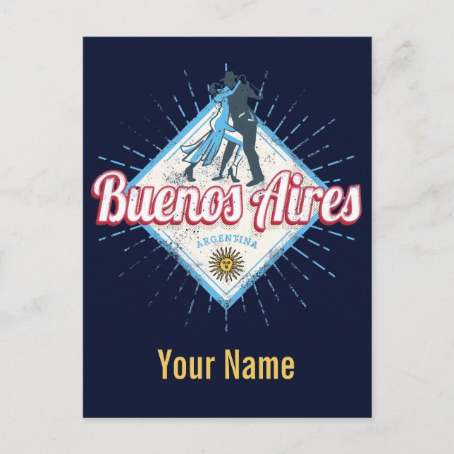 Buenos Aires City Argentina Retro Tango Vintag Postkarte (Vorderseite)