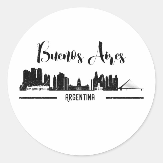 Buenos Aires Graphic Skyline Runder Aufkleber (Vorderseite)