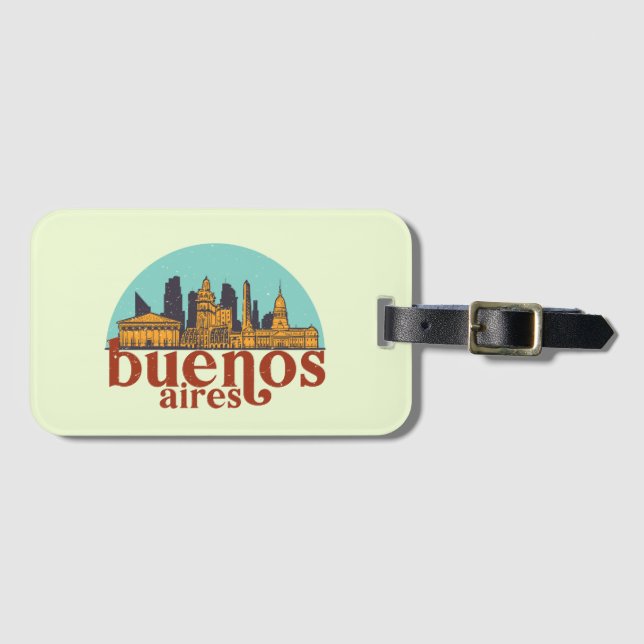 Buenos Aires Retro City Skyline City Art Gepäckanhänger (Vorderseite (Horizontal))