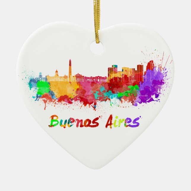Buenos Aires skyline im Watercolor Keramikornament (Vorne)
