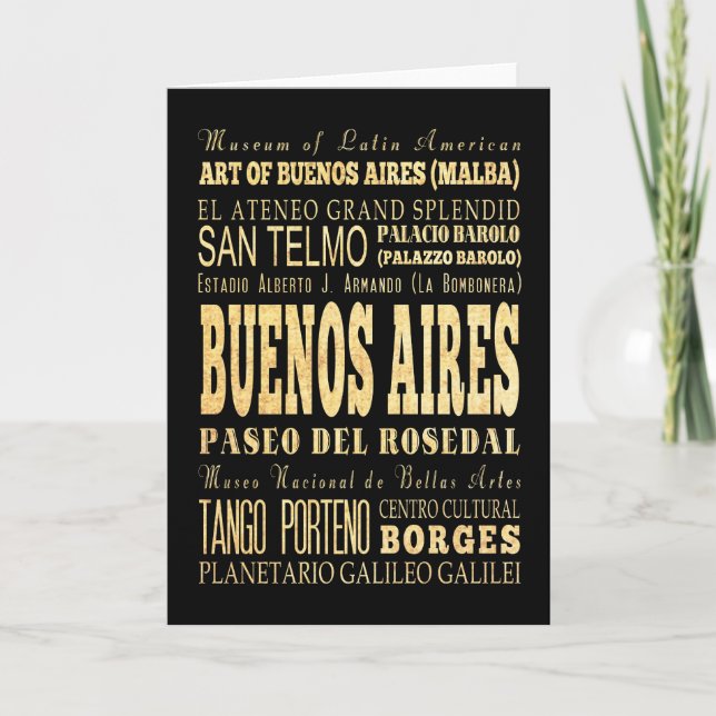 Buenos Aires Stadt Argentinien Typografie Kunst Karte (Vorderseite)