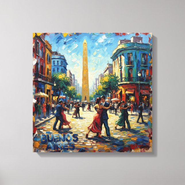 Buenos Aires Tango Street Scene Stretched Canvas Leinwanddruck (Vorderseite)