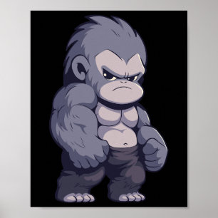 Buff Alpha Silverback Gorilla Ape Design Boxen Go Poster