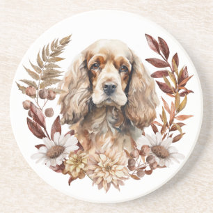 Buff American Cocker Spaniel Herbstkranz Getränkeuntersetzer
