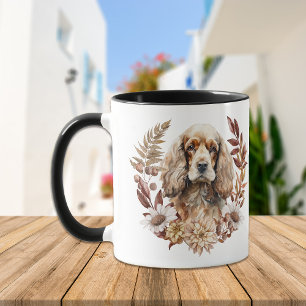 Buff American Cocker Spaniel Herbstkranz Tasse