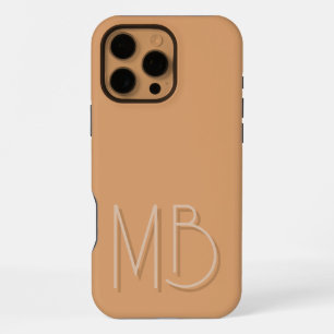 Buff-Braunes Monogramm-Initialen Modern Minimalist iPhone 16 Pro Max Hülle