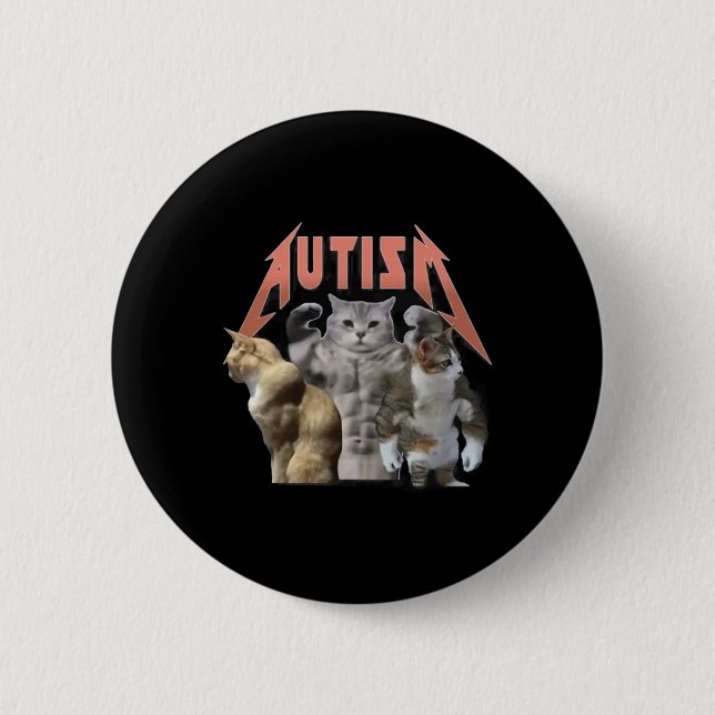 Buff Cats Autism Meme Button (Vorderseite)