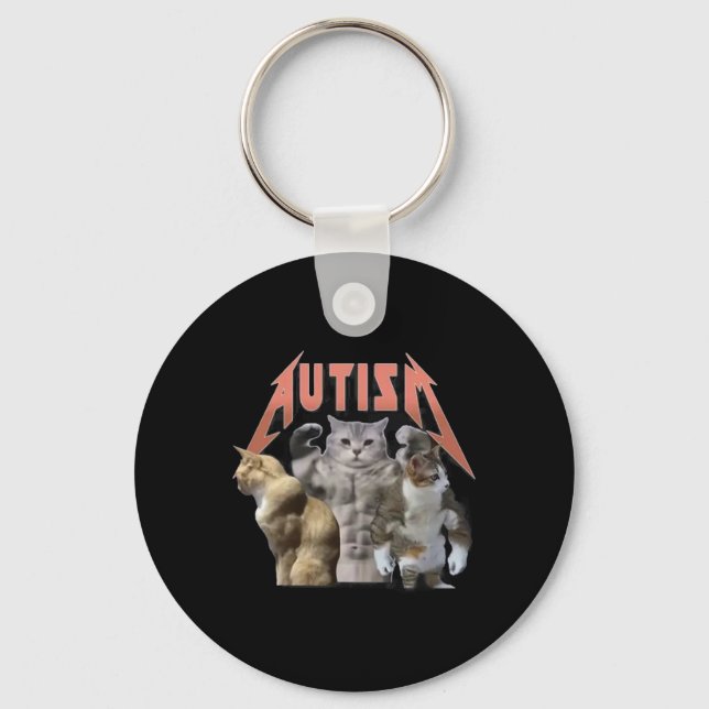 Buff Cats Autism Meme Schlüsselanhänger (Vorderseite)