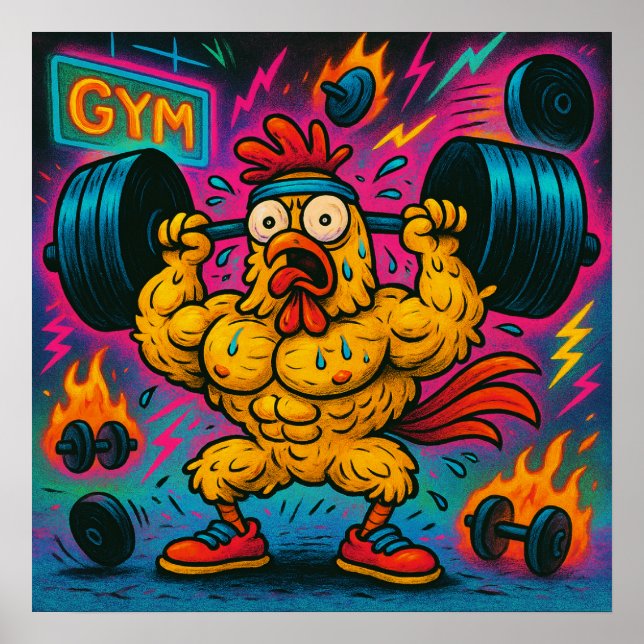 Buff Chicken Lifting Weight Poster (Vorne)