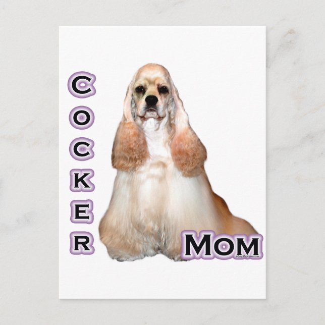 Buff Cocker Mama Spaniel; Cocker Spanische Mama Postkarte (Vorderseite)