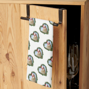 Buff Orpington Hühner Kranz Weihnachten Geschirrtuch
