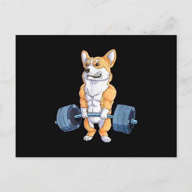 Buff Power Korgi Bodybuilder Ankündigungspostkarte (Vorderseite)