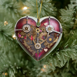 Buff Red Heart Steampunk Serie Keramik Ornament