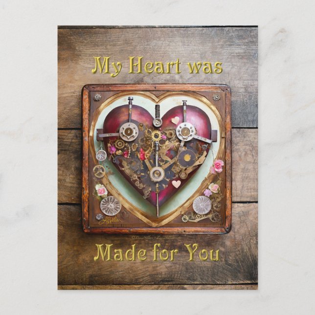 Buff Red Heart Steampunk Serie Postkarte (Vorderseite)